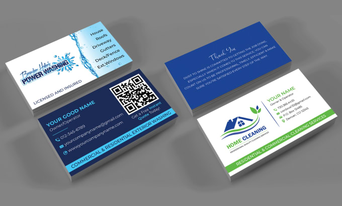 Gig Preview - Design business card for pressure washing, house cleaning, roofing, solar energy