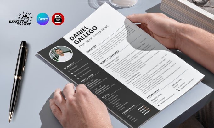 Gig Preview - Make professional CV, cover letter resume design using canva