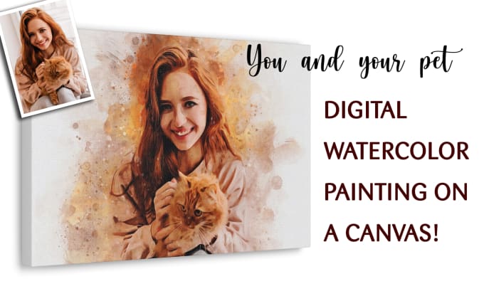 Gig Preview - Turn your photo with your pet into a painting on a canvas