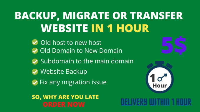 Gig Preview - Transfer, migrate, and backup wordpress website in 1 hour