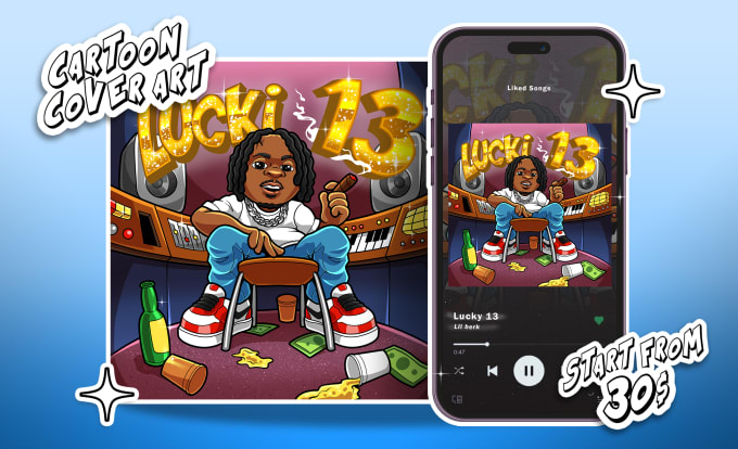 Gig Preview - Do hip hop rap music cover art illustration in cartoon style