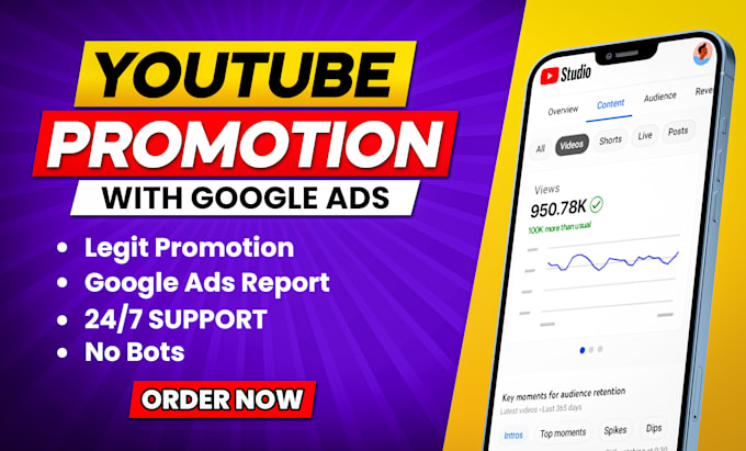 Gig Preview - Organically promote your youtube video through google ads