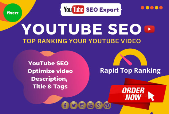 Gig Preview - Do youtube SEO video description title tags and promotion for ranking