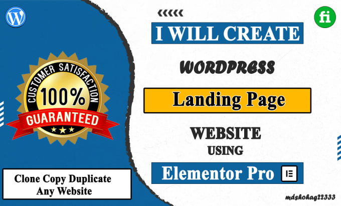 Gig Preview - Create any design wordpress landing page website using elementor pro