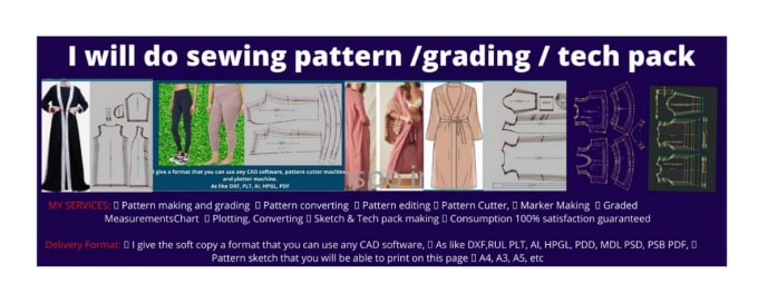 Gig Preview - Make all types of sewing cad patterns with grading