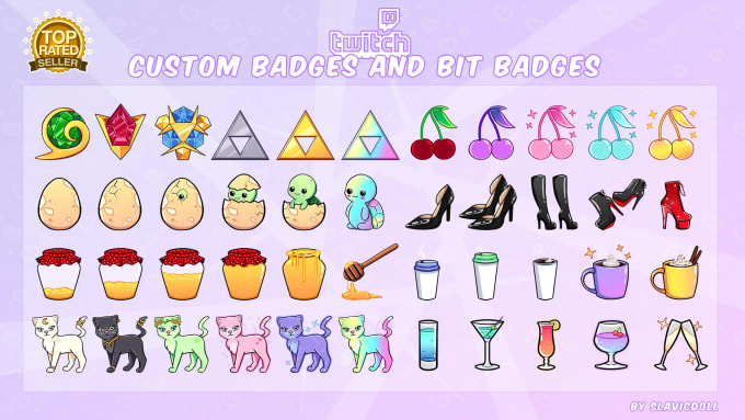 Gig Preview - Create cute custom  twitch sub badges or bit badges