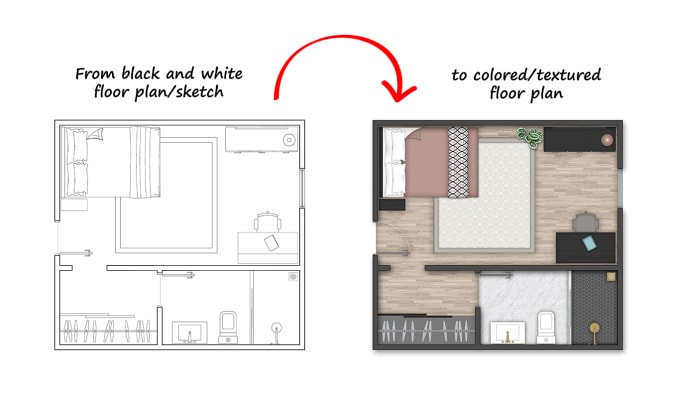 Gig Preview - Colored your 2d floor plan real estate