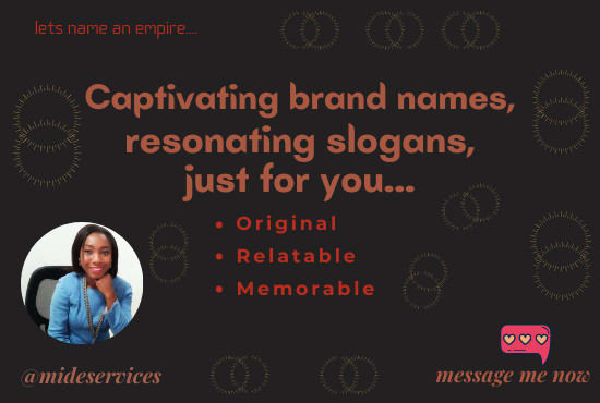 Gig Preview - Create captivating brand or business names and slogans