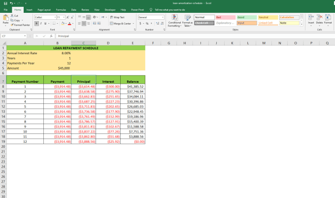 Gig Preview - Prepare debt amortization schedule