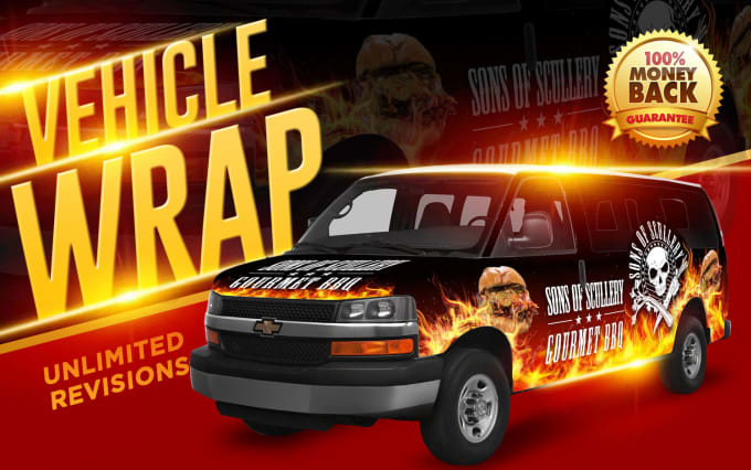 Gig Preview - Do creative awesome eye catching stunning  truck car wrap van wrap vehicle wrap