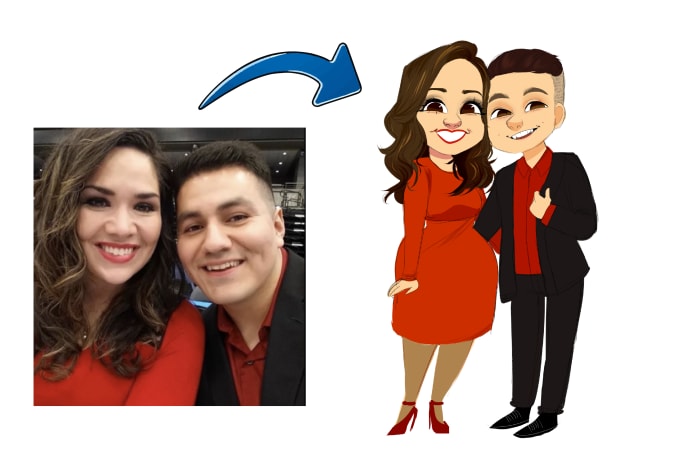 Gig Preview - Draw cute cartoon portrait friends, couple or family