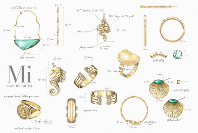 Gig Preview - Create a beautiful jewelry design sketch for your collection