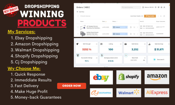 Gig Preview - Do cj dropshipping to ebay and shopify hot listing with SEO