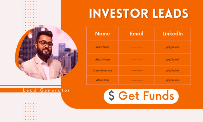 Gig Preview - Find investor leads for your startup to send a pitch deck