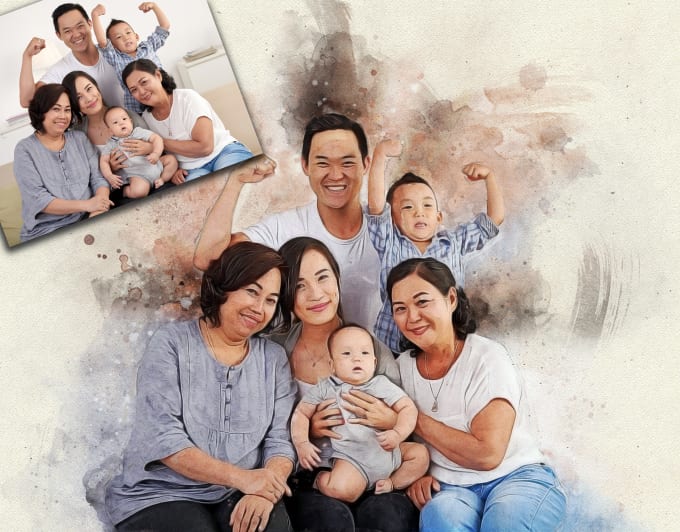 Gig Preview - Turn your family portrait into a watercolor painting