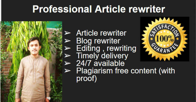 Gig Preview - Write or rewrite article into a unique content