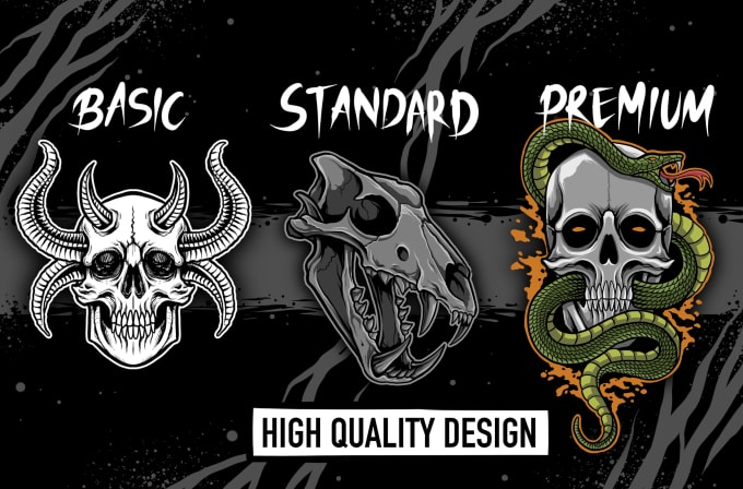 Gig Preview - Draw any skull skeleton art for tshirt and logo design