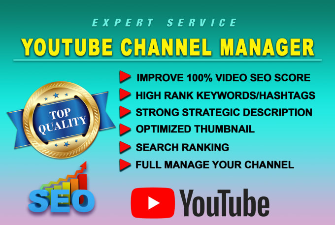 Gig Preview - Be your youtube channel manager and video SEO expert