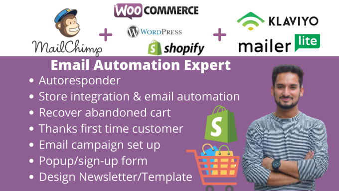 Gig Preview - Mailchimp, mailerlite, klaviyo integration automation campaign template