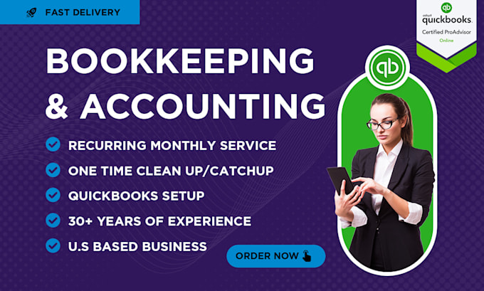 Gig Preview - Provide bookkeeping services in your quickbooks online account