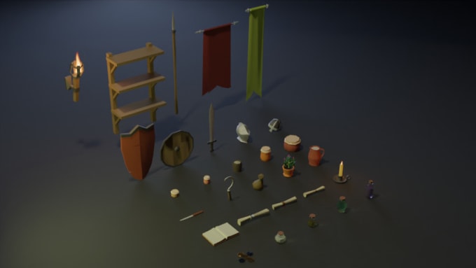 Gig Preview - Model custom low poly 3d medieval or fantasy game props