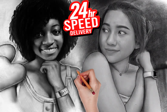 Gig Preview - Draw a realistic pencil sketch portrait in 24 hours