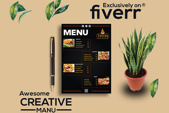 Gig Preview - Design restaurant menu, digital menu, recipe card with free qr