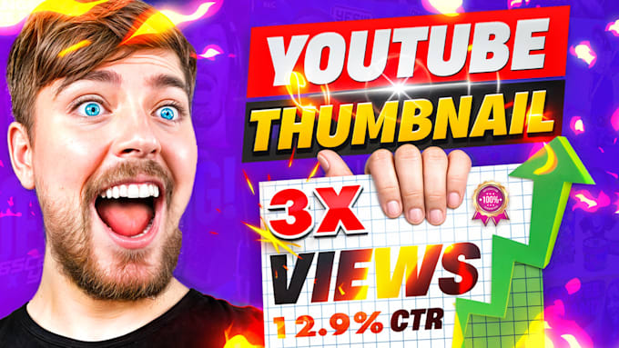 Gig Preview - Design view boosting youtube thumbnail in 3 hours