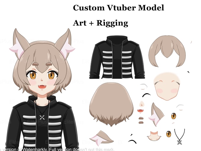 Gig Preview - Draw premium quality live2d models for vtuber, facerig