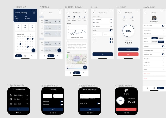 Gig Preview - Do website and mobile app UI UX and watch app UI UX design