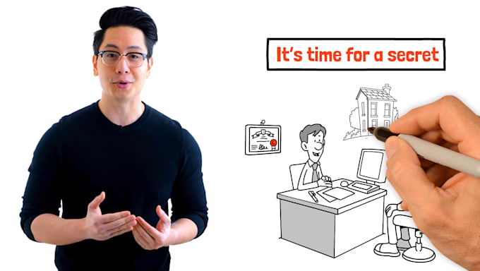 Gig Preview - An eye catching whiteboard animation explainer video with a spokesperson