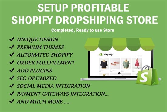 Gig Preview - Build shopify dropshipping store or shopify website