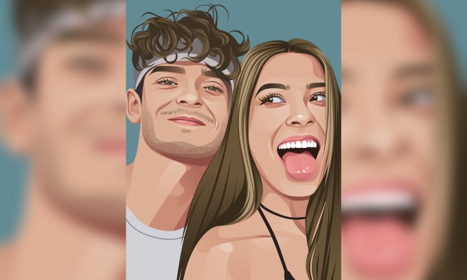 Gig Preview - Draw couple, group or family to cartoon vector portrait