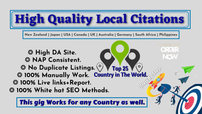 Gig Preview - Manually do 320 HQ local citation submission, business listing for any countries