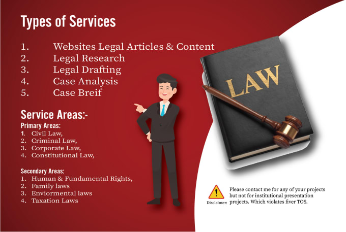 Gig Preview - Write comprehensive legal articles and research projects in 24 hours