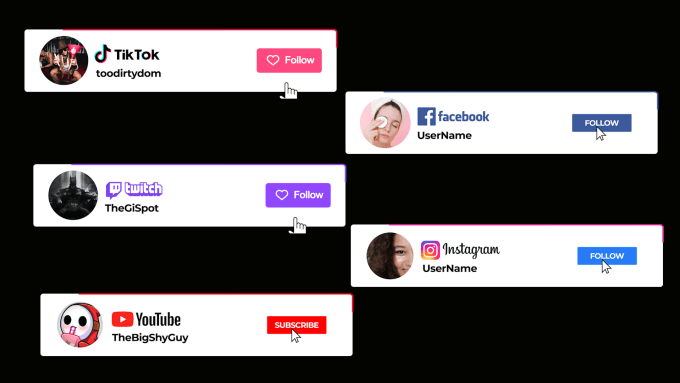 Gig Preview - Create follow notification button pop up twitch tiktok