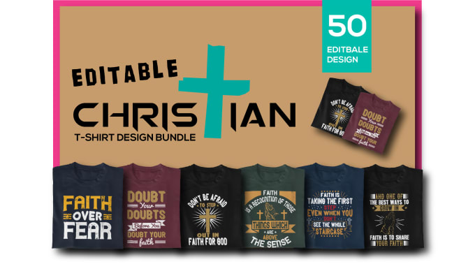 Gig Preview - Give you readymade christian tshirt design  bundle