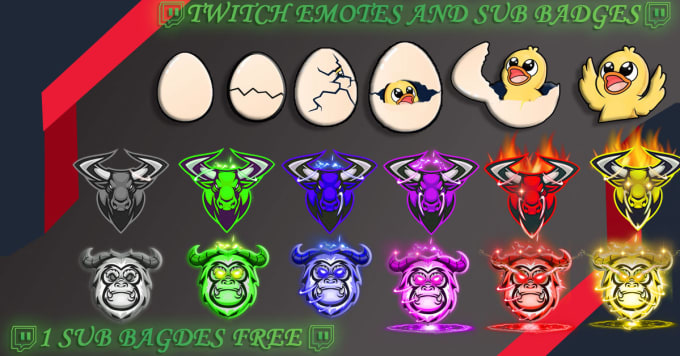 Gig Preview - Create awesome twitch sub badges or emotes and sub badges