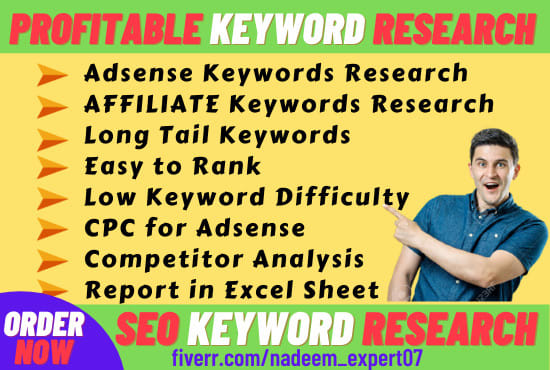 Gig Preview - Do excellent long tail seo keyword research and competitor analysis