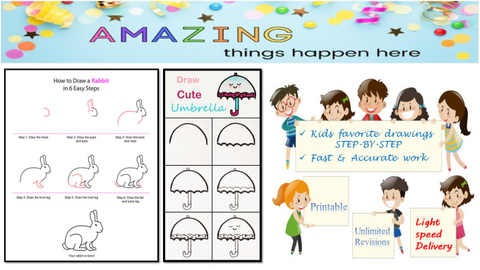 Gig Preview - Create step by step drawing for your kids