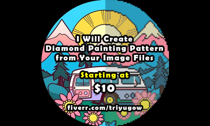 Gig Preview - Create diamond painting pattern from your image files