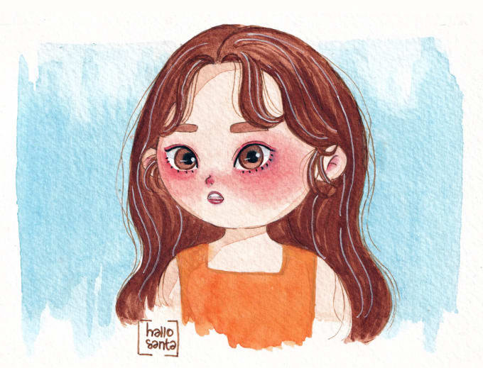 Gig Preview - Draw your photos in chibi style using watercolor