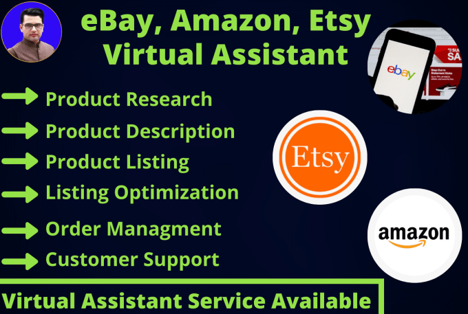 Gig Preview - Be amazon etsy ebay virtual assistant for product listing