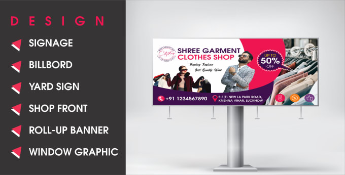 Gig Preview - Do billboard shop front rollup banner digital signage design