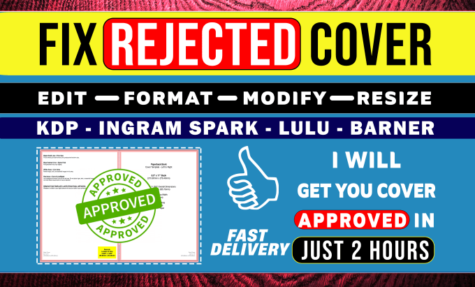 Gig Preview - Fix error format or resize book cover for amazon kdp ingram spark rejected cover