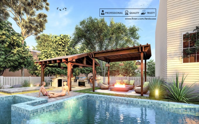 Gig Preview - Design backyard, garden, pool, patio, terrace as landscape architect