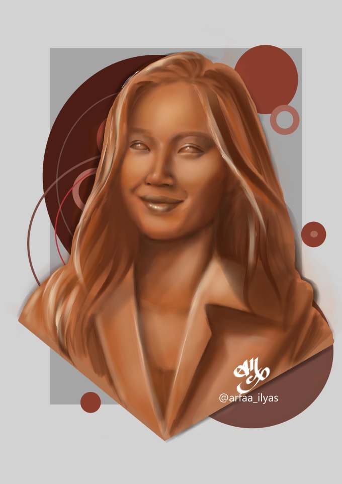 Gig Preview - Draw realistic digital rose gold portrait painting