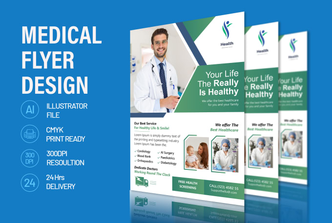 Gig Preview - Do medical flyer, dental flyer, medical poster, dl flyer and health care poster