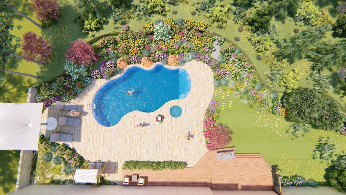 Gig Preview - Design your garden, backyard, swimming pool, patio, terrace and render images