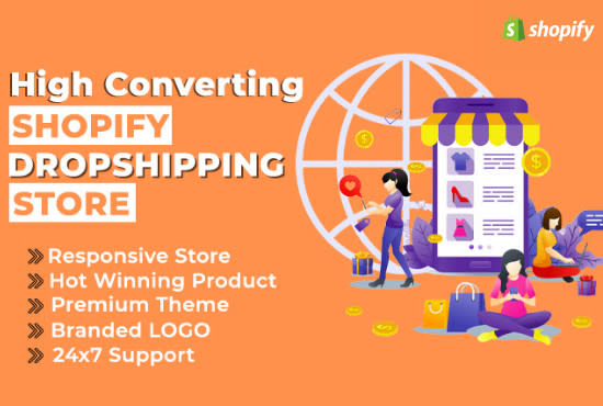 Gig Preview - Design shopify store or dropshipping  ecommerce website shopify